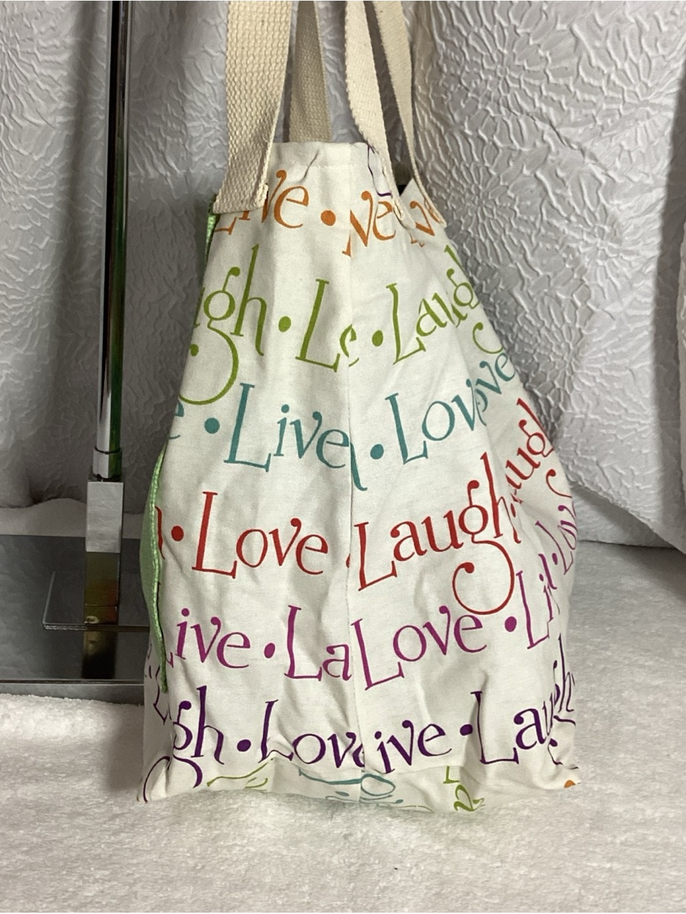 Live Laugh Love Cloth Canvas Shopper Tote “Life is Better in Flip Flops” NWOT - Picture 6 of 12